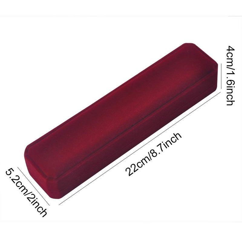 iSuperb 2 Pcs Long Red Velvet Necklace Box Chain Bracelet Boxes Cases 8.7x1.6x2inch Jewelry Display Storage Gift Box - Image 3